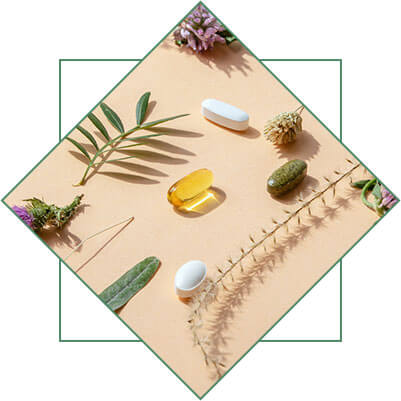 zdjęcie tabletek z roślinkami